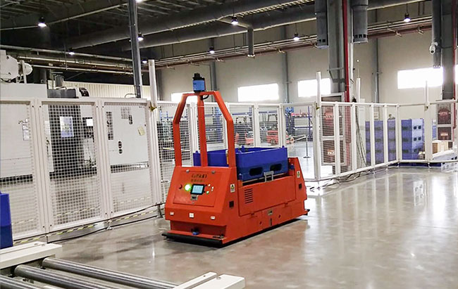 창고 깔판 수송을 위한 물자 취급 AGV LGV 로봇 롤러 컨베이어